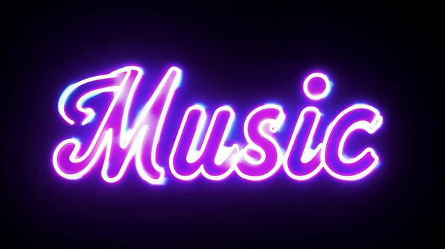 The word "Music" appears, written in neon glowing letters on a dark background.
Concept: track playlists, nightlife, music events and club culture. Invitation template