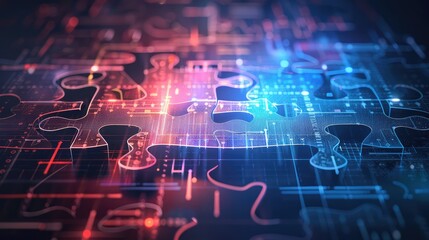 Obraz premium Puzzle digital sheet. Business strategy and social media diagram