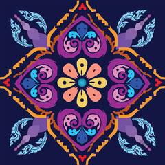 Seamless tiles background. Mosaic pattern for ceramic in dutch, portuguese, spanish, italian style, Vector Tile Pattern, Lisbon Arabic Floral Mosaic, Mediterranean Seamless Ornament, Geometric Folk