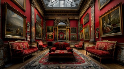 Naklejka premium The National Gallery is in London, England. It has a room called the Clore Room.