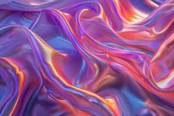 Obraz premium Vivid Iridescent Fabric in Abstract Flowing Shapes with Gradient Colors