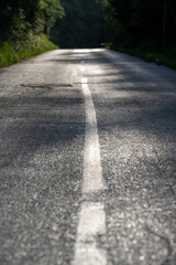 Winding Highway through the rural landscape in Serbia. Empty asphalt road in rural landscape.