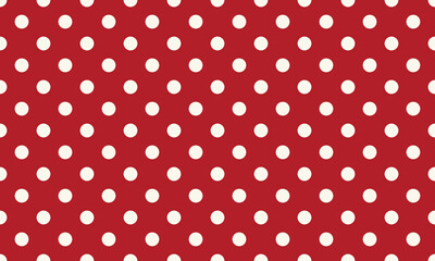 Seamless white and red polka pattern