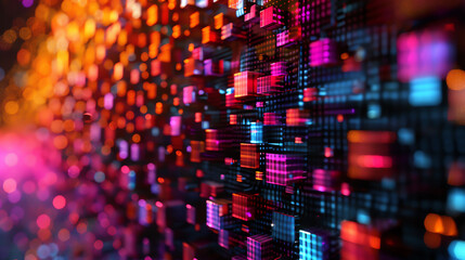 Obraz premium Abstract digital matrix with colorful effects, perfect for showcasing innovative technology