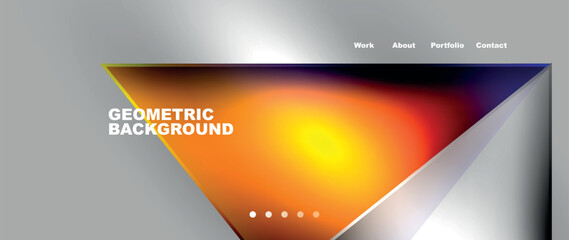 Flowing bright neon gradients geometric abstract background with triangles and lines. Fluid color pattern of color liquid gradient background for wallpaper, banner, background, card, landing page