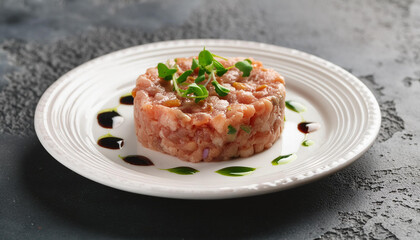 Belgian steak tartare. Delicious food. Tasty dish. Cooking and culinary concept.