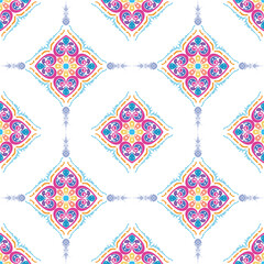 Seamless tiles background. Mosaic pattern for ceramic in dutch, portuguese, spanish, italian style, Vector Tile Pattern, Lisbon Arabic Floral Mosaic, Mediterranean Seamless Ornament, Geometric Folk