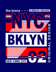 Naklejka premium NYC Fashion Clothing Style Vector Tee Design T-shirt New look