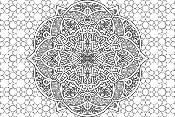 Mandala Coloring relaxation and meditation page for kids and adults. Circular pattern mandala. Decorative Oriental and Arabic ornament ethnic style Hand draw Line art coloring page Vector illustration