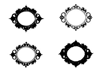 Elegant Collection of Four Vintage Floral Frame Designs for Invitations and Decorative Projects