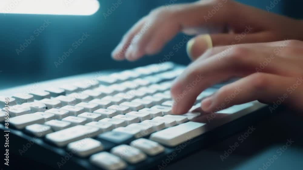 Poster hands typing on a keyboard generative ai