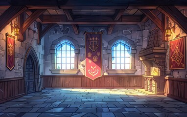 Medieval Era Castle cartoon Background Interior Exterior 