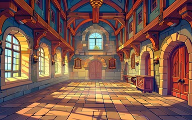 Medieval Era Castle cartoon Background Interior Exterior 