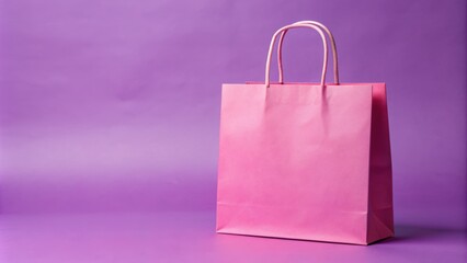 pink paper bag on purple background