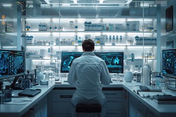 Obraz premium Scientist conducting experiments in a lab