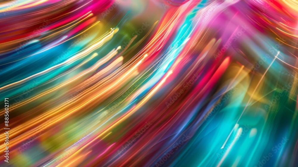 Poster a blurred motion abstract background with streaks of light and vibrant colors.