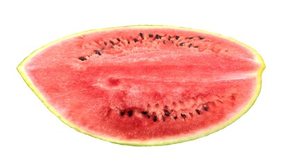 Photo of a delicious slice of watermelon fruit, isolated on white background. 
