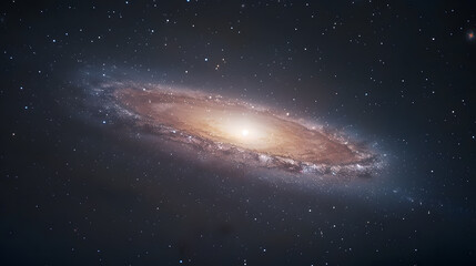 Fototapeta premium A photo of the Andromeda Galaxy, with bright core as the background, during an intergalactic view
