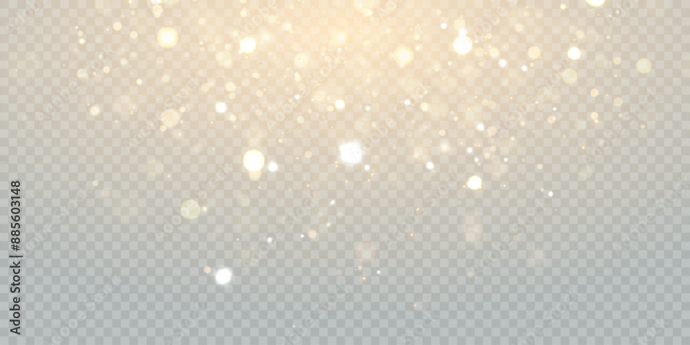 Aufkleber sparkling christmas gold particles, glowing bokeh lights isolated on transparent background adobe il