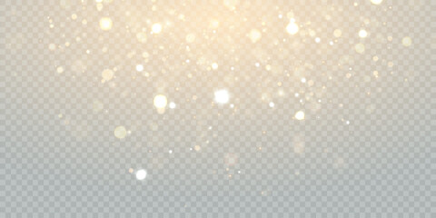 Sparkling Christmas gold particles, glowing bokeh lights isolated on transparent background Adobe Illustrator Artwork