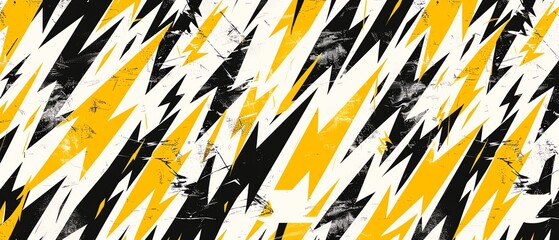 Yellow and Black Lightning Bolt Pattern on White Background