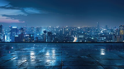 Floor slab, concept of car sale, auto, automobile, automotive empty space or cityscape and skyline at night, shop or store. Background design with building and urban city for product display. 