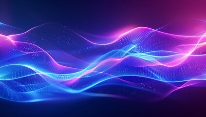 Abstract background with a blue and purple gradient color, light waves in motion, futuristic technology concept in the style of light waves