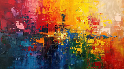 Vibrant Abstract Acrylic Painting with Bold Colors