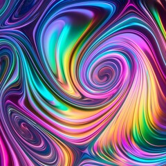 Fototapeta premium Colorful abstract holographic background with vibrant swirls