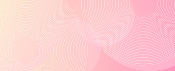 Minimalist banner background, pastel colorful, pink and yellow gradations. Circle effect style geometric, abstract background.