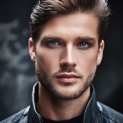 Obraz premium Intense portrait of a gritty man with dark atmosphere