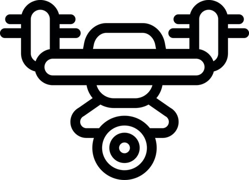 recommend clip art: Drone with camera recording aerial footage icon outline style