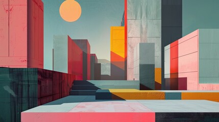 Modern architecture building. Minimalist abstract geometric of urban landscape.