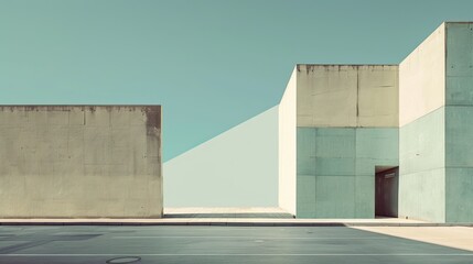 Modern architecture building. Minimalist abstract geometric of urban landscape.