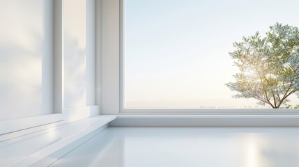 Fototapeta premium A white vase with flowers sits on a shelf in front of a white wall