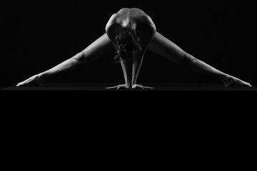 bodyscape of a woman, black and white nude model