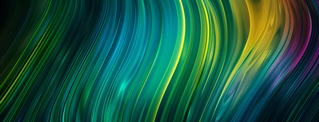 Abstract green and blue background with colorful curves. Digital art in the style of green abstract lines, with a gradient effect