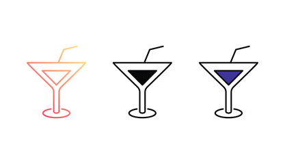 Cocktail icon design with white background stock illustration