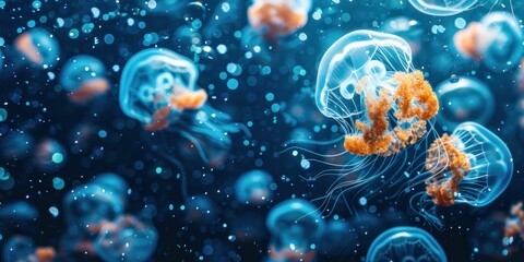 Mesmerizing Jellyfish in Underwater Scene. Generative ai.