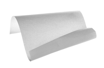 White paper flying, sheet falls and twists isolated on white, clipping path