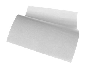 Single white paper flying, sheet falls and twists isolated on white, clipping path