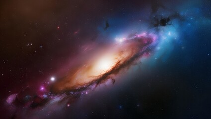 Fototapeta premium Realistic Galaxy Background Capturing the Vastness and Beauty of Space with Detailed Star Formations Nebulae and Authentic Color Variations