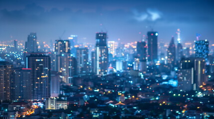 Obraz premium Blurred bokeh of city at night from hight view angle