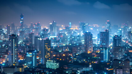 Obraz premium Blurred bokeh of city at night from hight view angle