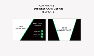 Simple and minimal business card design with green and black color. Business card for business and personal use.