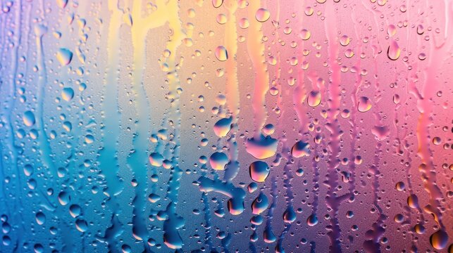 Water Drops on Colorful Background
