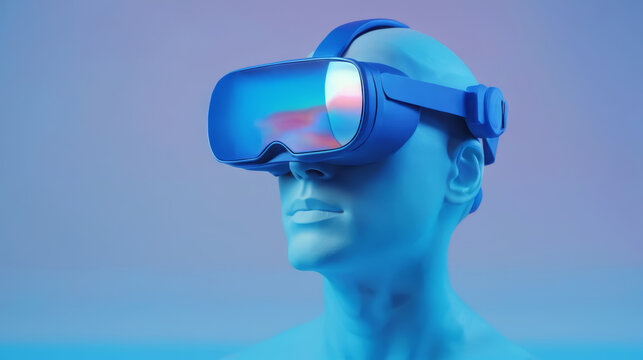 Blue Man Wearing Virtual Glasses