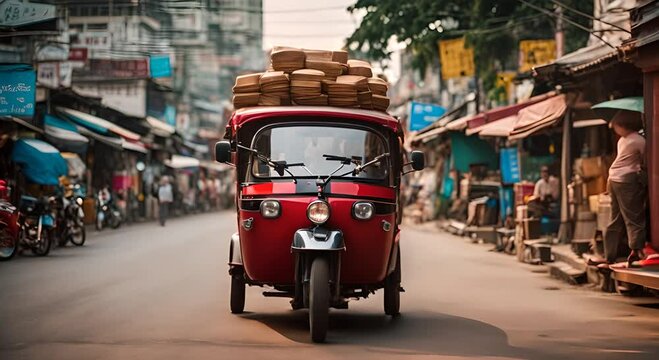Tuk tuk driver in Asia.
