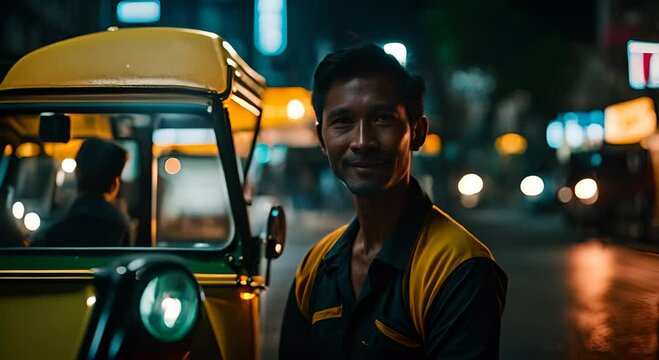 Tuk tuk driver in Asia.