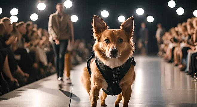 Dog on a fashion catwalk.